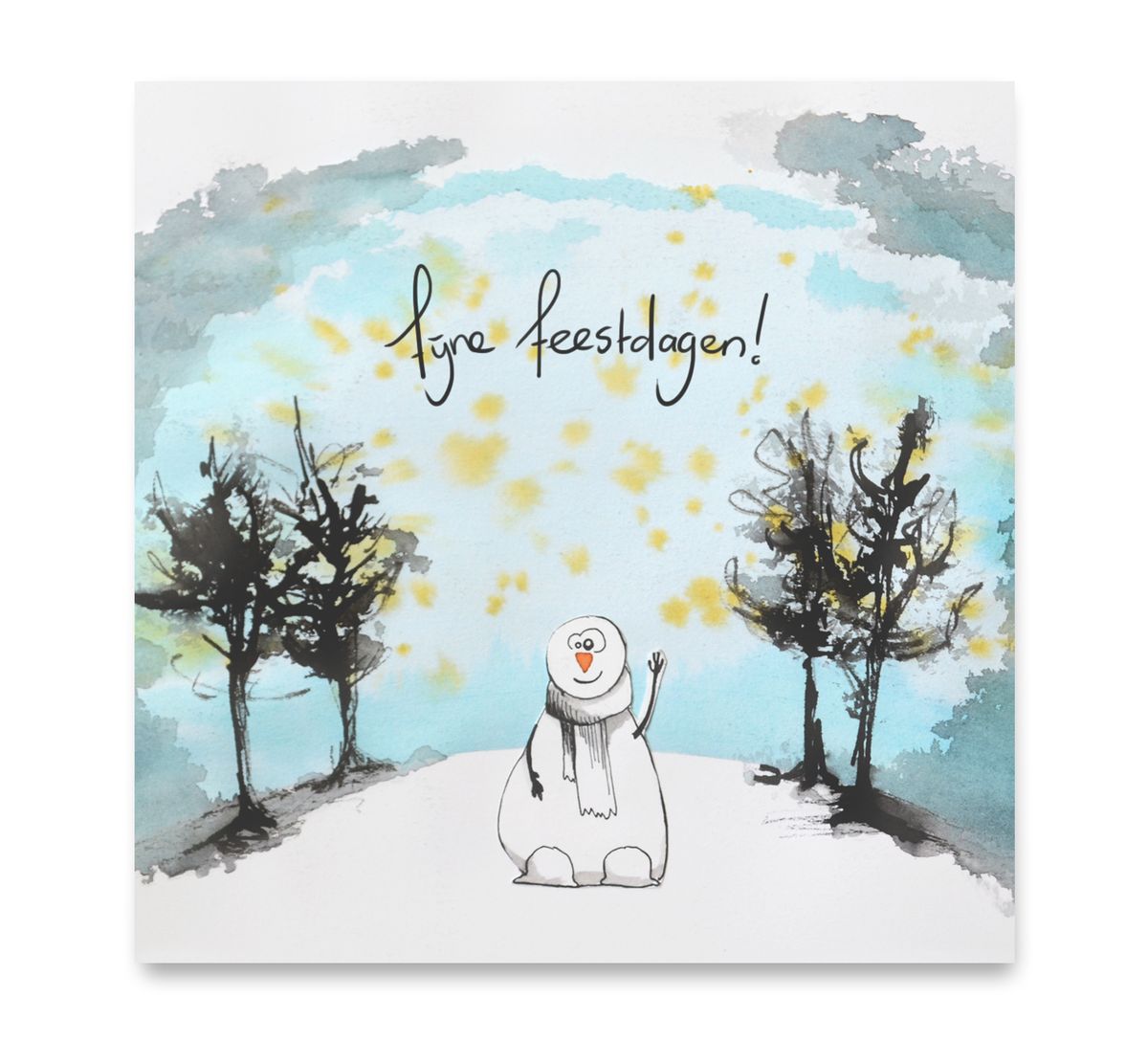 Handgemaakte wenskaart - Sneeuwpop - Mags Up Your Mind